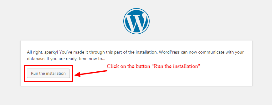 WordPress Setup Configuration step2 run the installation