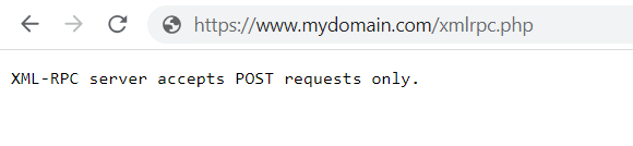 xmlrpc response message if enabled on WordPress website